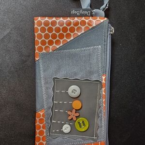 Daisy Bags Orange and Gray Patchwork Wallet